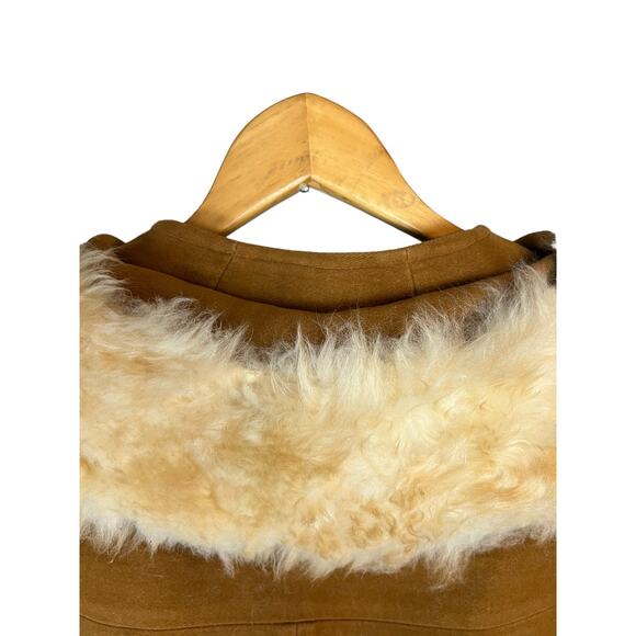 Vintage Stroller Coat 60s Mod Retro Sheep Fur Collar - Picture 12 of 16